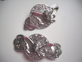 Antique Silver and Brass Barrettes and Brooches
