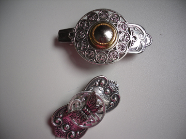 Antique Silver and Brass Barrettes and Brooches